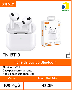 Fone de ouvido Bluetooth - Caixa 100 PCS Preco Unitario 42,09