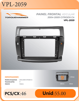 PAINEL FRONTAL VEICULAR 2004-2009 CITROEN C4 PCS/CX:46 Unid:55.00