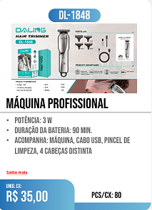 máquina profissional PCS/CX: 80 UNID. CX: r$ 35,00