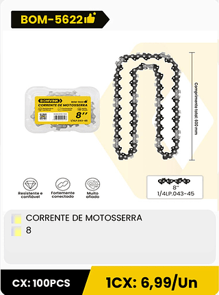 CORRENTE DE MOTOSSERRA 8 CX: 100PCS ICX: 6,99/Un