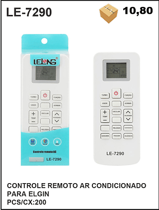 CONTROLE REMOTO AR CONDICIONADO PARA ELGIN 200PÇ=10,8$