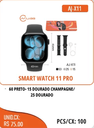 SMART WATCH 11 PRO UNID.CX: RS 75.00 PCS/CX:100