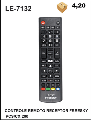 CONTROLE REMOTO RECEPTOR FREESKY 200pç=4,2$