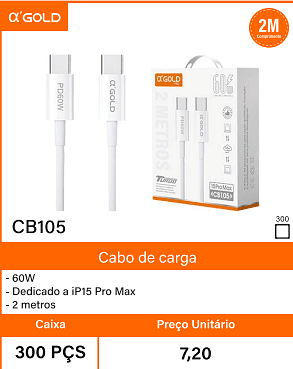Cabo de carga 60W - Caixa 300 PCS Preco Unitario 7,20