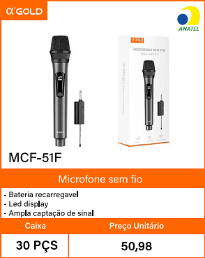 Microfone sem fio Bateria recarregavel - Caixa 30 PCS Preco Unitario 50,98