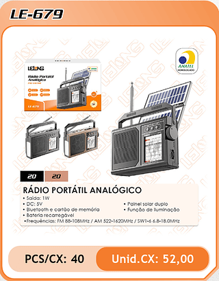 RÁDIO PORTÁTIL ANALÓGICO 40PÇ=52$