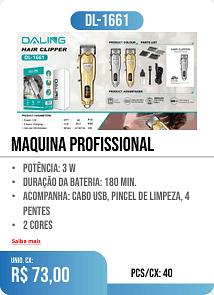 maquina profissional PCS/CX: 40 UNID. CX: r$ 73,00