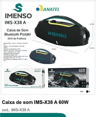 Caixa de som 60W R$252 PC/CX 8