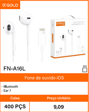 Fone de ouvido iOS - Bluetooth - Ear 7 Caixa 400 PCS Preco Unitaric 9,09