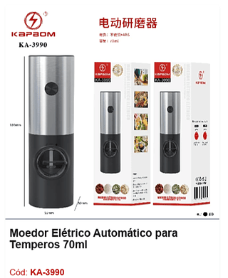 Moedor Elétrico Automático para Temperos 70ml R$ 26,1 PCS/CX: 40