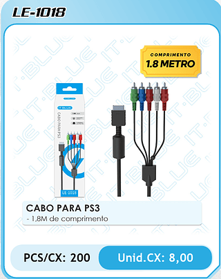CABO PARA PS3 - 1,8M de comprimento PCS/CX: 200 Unid.CX: 8,00