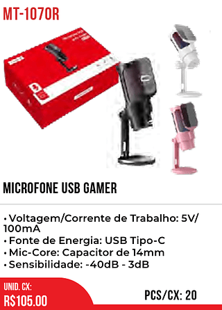 MICROFONE USB GAMER 20pç=105$