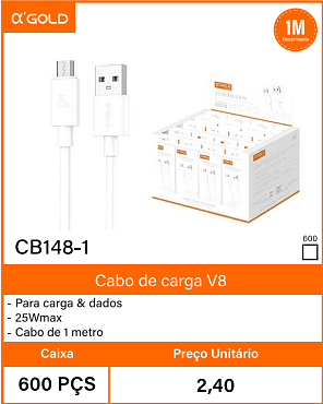 Cabo de carga V8 Caixa 600 PCS Preco Unitario 2,40