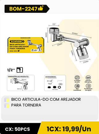 BICO ARTICULA-DO COM AREJADOR PARA TORNEIRA CX: 50PCS 1CX: 19,99/Un