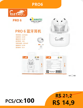 FONE BLUETOOTH PCS/CX:100 R$14,9