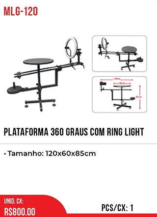 Plataforma 360 Graus Som Ring Light 1pç=800