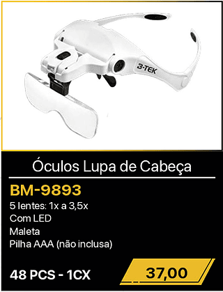 Óculos Lupa de Cabeça 48PCS R$37,00