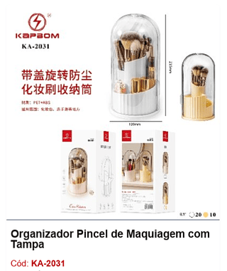 Organizador Pincel de Maquiagem com Tampa R$ 38,7 PCS/CX: 30