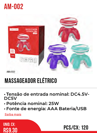 MASSAGEADOR ELÉTRICO 120pç=9,3$