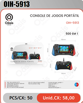 CONSOLE DE JOGOS PORTATIL PCS/CX: 50 Unid.CX: 58,00