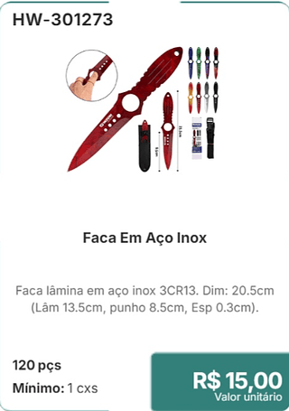 Faca Em Aço Inox 120 pçs R$ 15 00