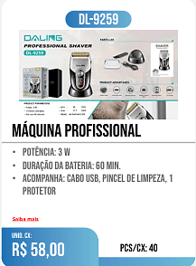 máquina profissional UNID. CX: r$ 58,00 PCS/CX: 40