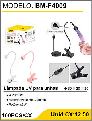 Lâmpada UV para unhas 100PCS/CX Unid.CX:12,50