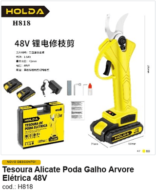 Tesoura Alicate Poda Galho Árvore Elétrica 48V R$ 166,5 PC/CX:10