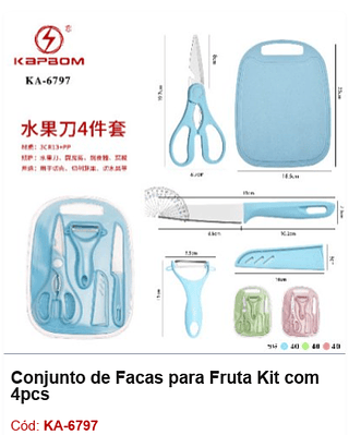 Conjunto de Facas para Fruta Kit com 4pcs R$ 8,1 PCS/CX: 120