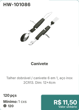 Canivete 120 pçs R$ 11,50