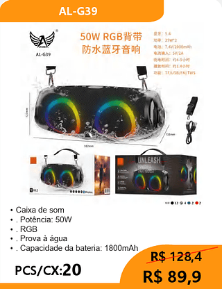 Caixa de som PCS/CX:20 R$ 89,9