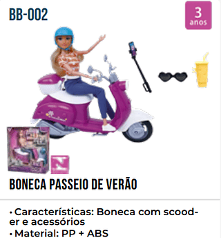 BONECA PASSEIO DE VERAO PCS/CX:18 UNID.CX: RS 65.00