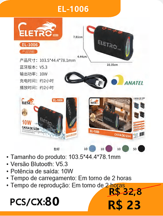 CAIXA DE SOM PCS/CX:80 R$ 23