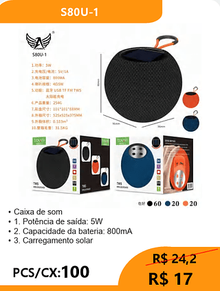Caixa de som PCS/CX:100 R$17