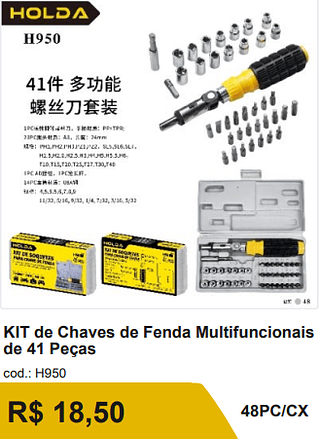 KIT de Chaves de Fenda Multifuncionais de 41 Peças R$ 16.65 48PC/CX