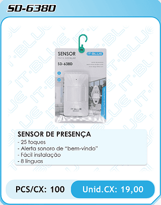 SENSOR DE PRESENÇA PCS/CX: 100 Unid.CX: 19,00
