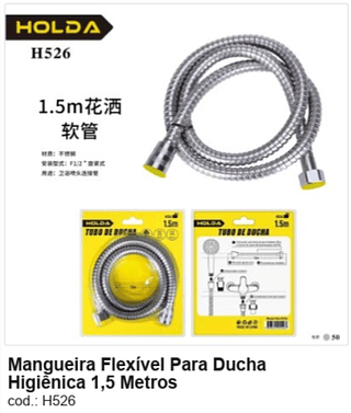 Mangueira Flexível Para Ducha Higiênica 1,5 Metros R$ 12,15 PC/CX:50