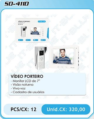VÍDEO PORTEIRO PCS/CX: 12 Unid.CX: 320,00