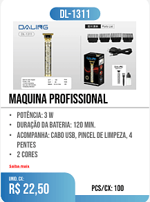 maquina profissional PCS/CX: 100 UNID. CX: r$ 22,50