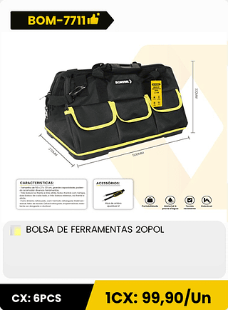 BOLSA DE FERRAMENTAS 2OPOL CX: 6PCS 1CX: 99,90/Un