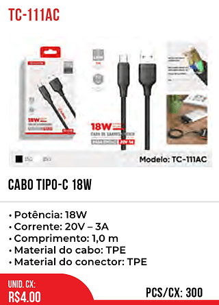 CABO TIPO-C 18W 300pç=4$