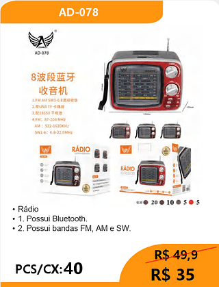 Rádio PCS/CX:40 R$35
