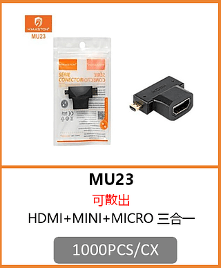 ADAPTADOR HDMI+MINI+MICRO 1000PCS/CX R$:3,57