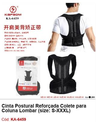Cinta Postural Reforçada Colete para Coluna Lombar (size: S-XXXL) R$ 11,7 PCS/cx: 200