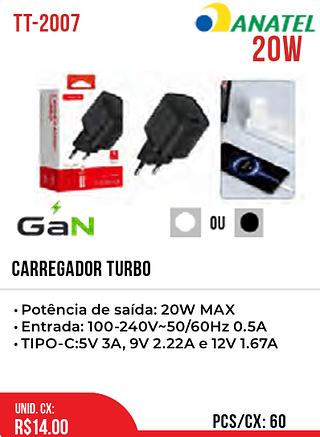Carregador TURBO 60pç=14$