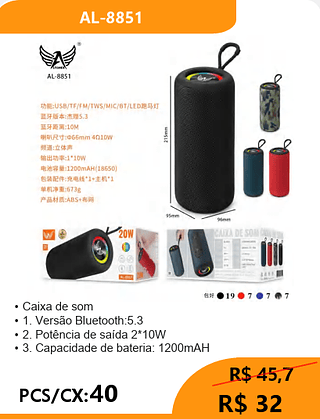 Caixa de som PCS/CX:40 R$32