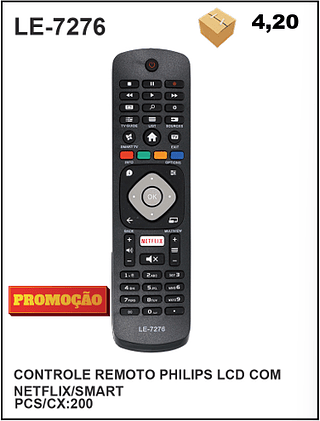 CONTROLE REMOTO PHILIPS LCD COM NETFLIX/SMART 200PÇ=4,2$