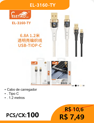 CABO TPC PCS/CX:100 R$7,49