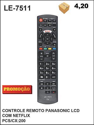 CONTROLE REMOTO PANASONIC LCD COM NETFLIX 200PÇ=4,2$