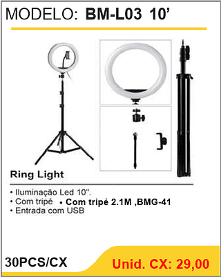 Ring Light 10’ 30PCS/CX Unid. CX: 29,00